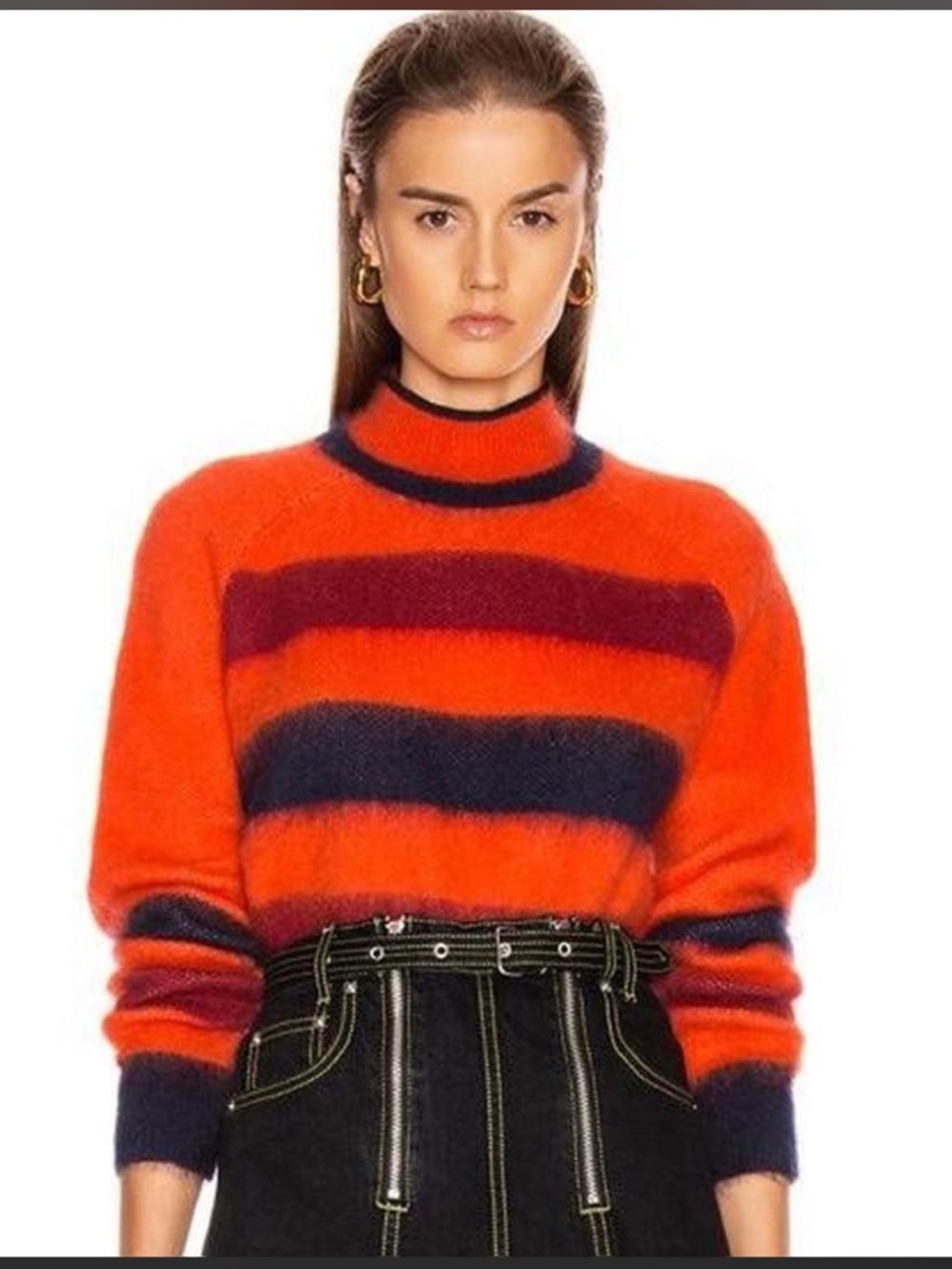 Proenza Schouler Orange Striped Turtleneck Sweater